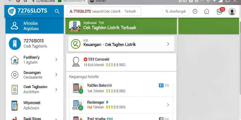 Tampilan antarmuka aplikasi Cek Tagihan Listrik 7276SLOTS yang informatif.