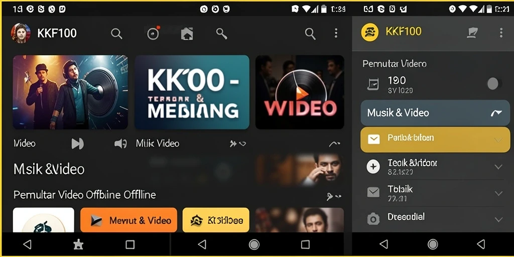 Tampilan antarmuka aplikasi KPK100 untuk pemutar video offline.