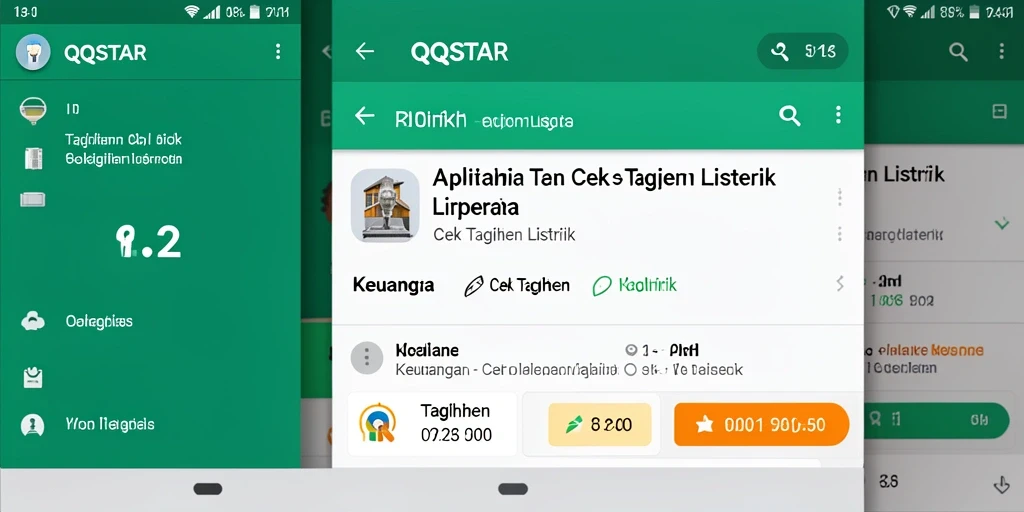 Antarmuka aplikasi QQSTAR untuk cek tagihan listrik.