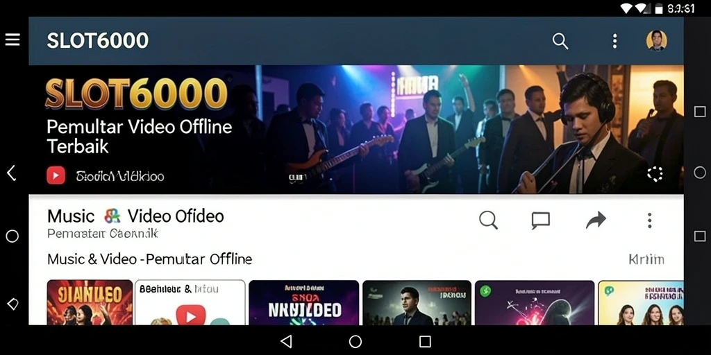 Antarmuka simpel dan fungsional SLOT6000 untuk pemutar video offline.